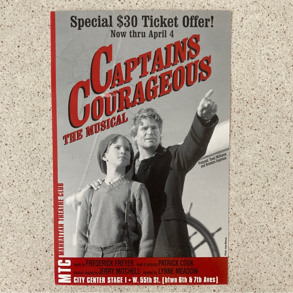 Treat Williams Flyer Mailer Captains Courageous The Musical Off Broadway 2 Sides